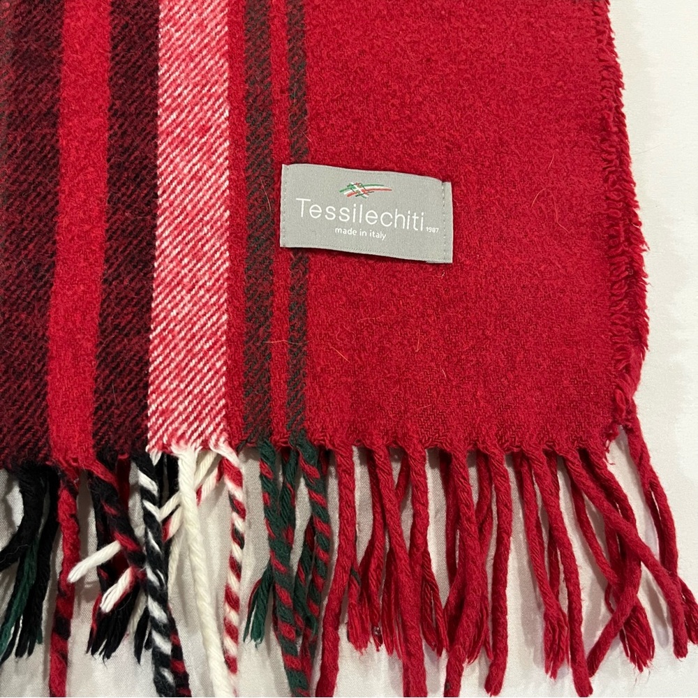 TESSILECHITI Italy Red Plaid Throw Blanket Fringe Stadium Cotton Blend 50 X 60